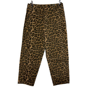 Johanna Paris Pants Womens Large Brown Animal Print Crop Ankle Actual 31X26